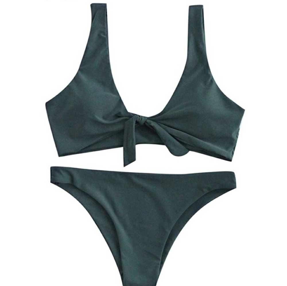 Tie knot front two piece bikini